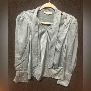 Favorite Daughter x Anthropologie The Joan Polka Dot Blouse Slate Sz M